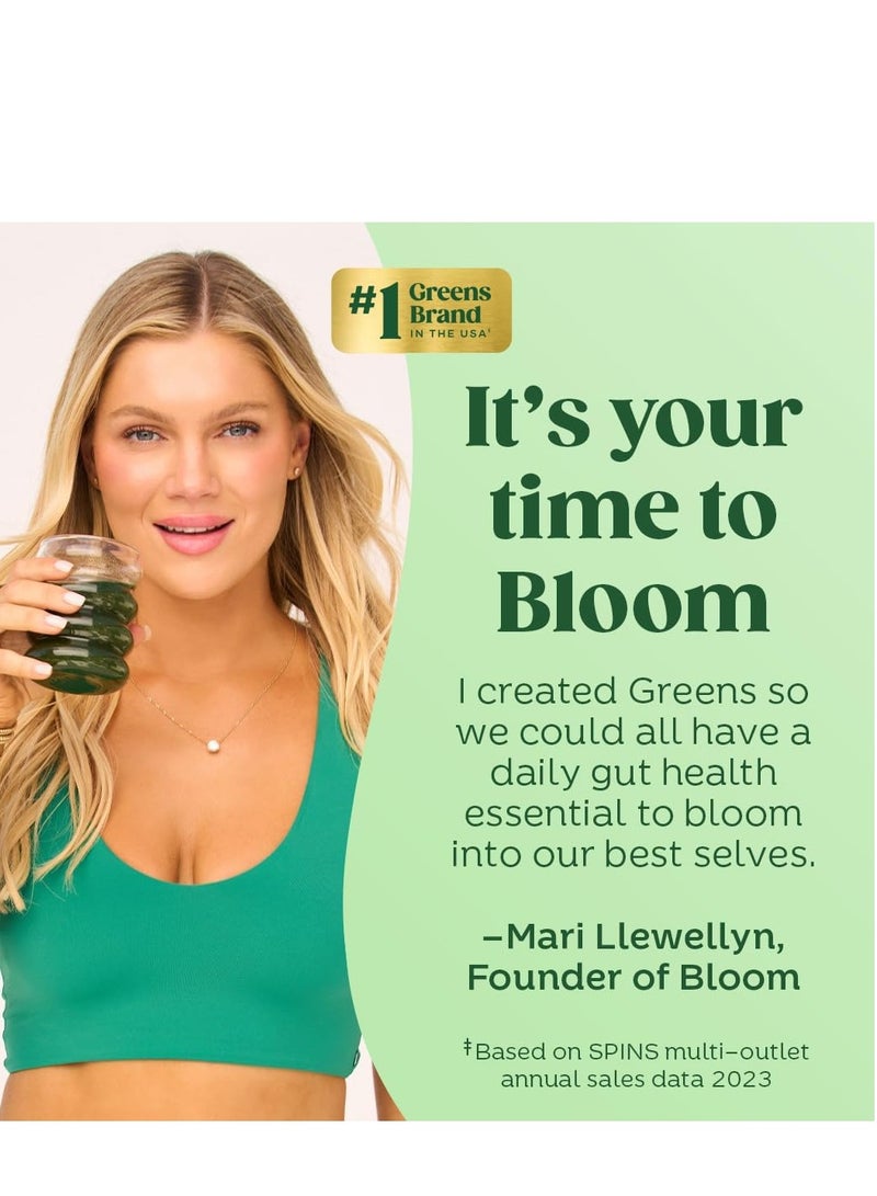 بلوم التغذية مسحوق الخضروات الفائقة من بلوم للتغذية، إنزيمات هضمية مع بروبيوتيك وبريبايوتكس، صحة الأمعاء، تخفيف الانتفاخ للنساء، كلوريلا، خليط عصير أخضر مع مسحوق جذر الشمندر، 30 جرعة، مانغو - Image 5