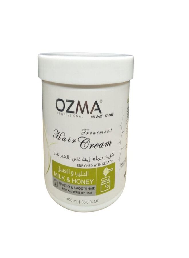 Ozma Professional أوزما أكتيفيا كريم مرطب ومعالج للشعر غني بالكيراتين بخلاصة الحليب والعسل 1000 مل - Image 1