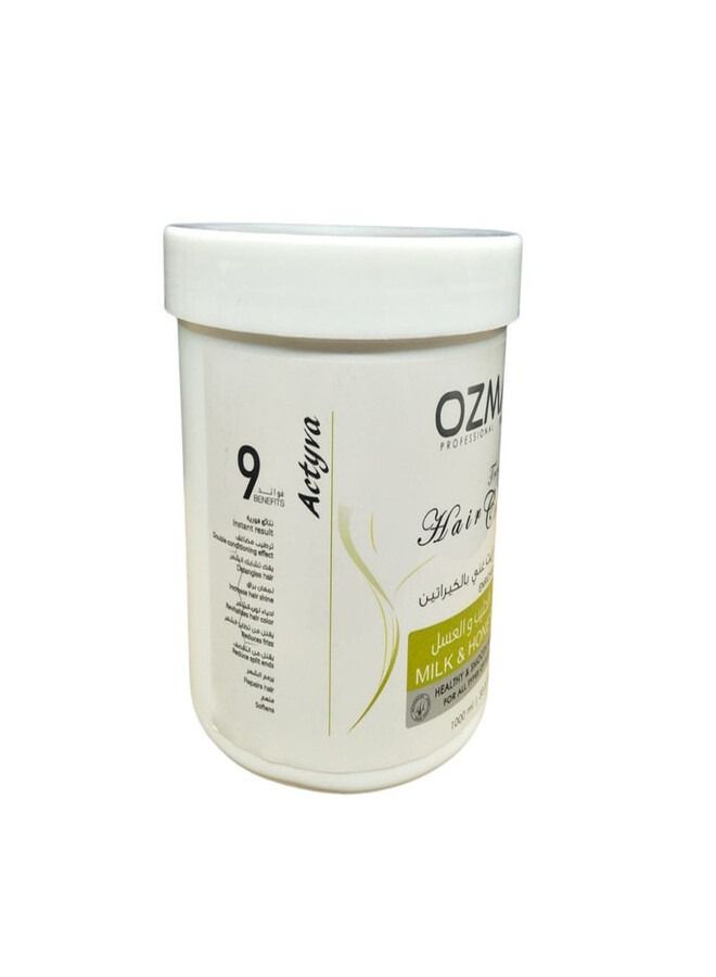 Ozma Professional أوزما أكتيفيا كريم مرطب ومعالج للشعر غني بالكيراتين بخلاصة الحليب والعسل 1000 مل - Image 3