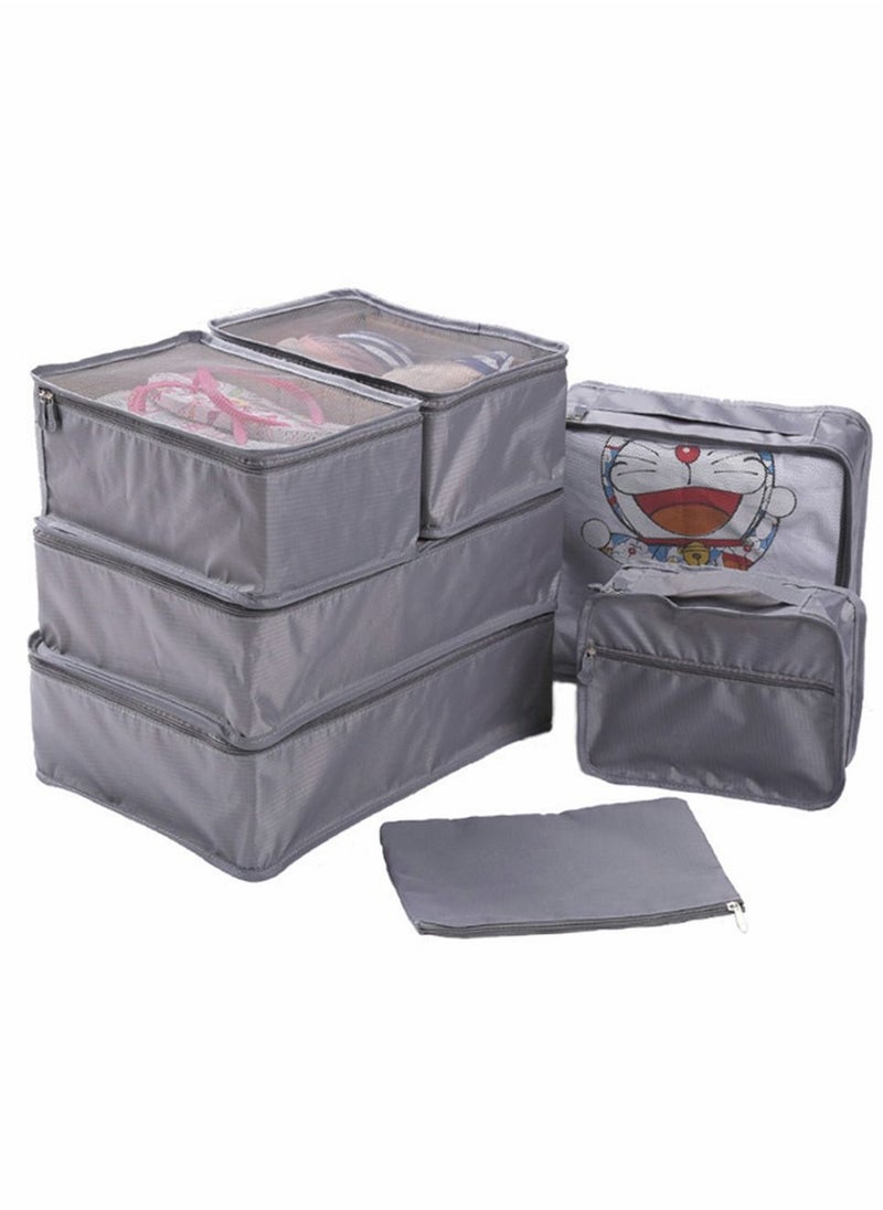 SYOSI Packing Cubes for Travel, 7 Set Luggage Organizers with Shoe Bag, Clothes Bag, Electronics Bag, Cosmetics Bag, Made with Wearable Waterproof Fabric, Packing Organizers for Travel Accessories (Gray)  - Image 1