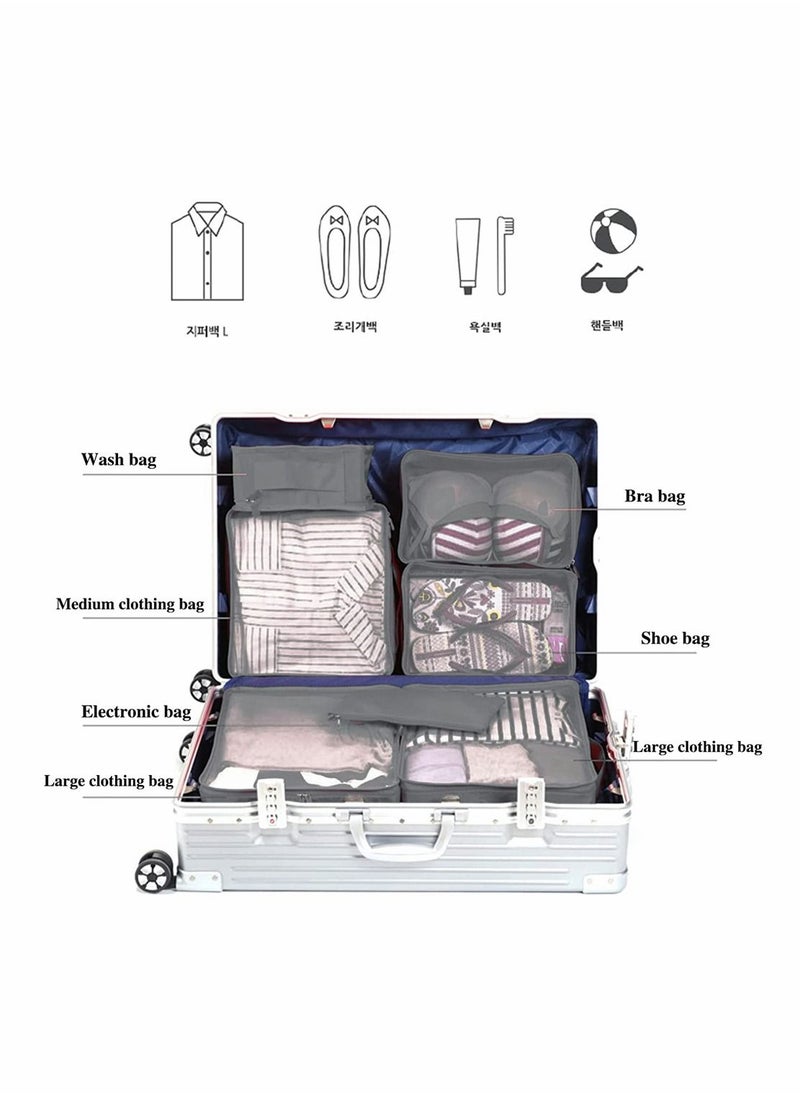 SYOSI Packing Cubes for Travel, 7 Set Luggage Organizers with Shoe Bag, Clothes Bag, Electronics Bag, Cosmetics Bag, Made with Wearable Waterproof Fabric, Packing Organizers for Travel Accessories (Gray)  - Image 2