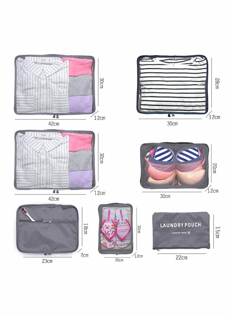 SYOSI Packing Cubes for Travel, 7 Set Luggage Organizers with Shoe Bag, Clothes Bag, Electronics Bag, Cosmetics Bag, Made with Wearable Waterproof Fabric, Packing Organizers for Travel Accessories (Gray)  - Image 5
