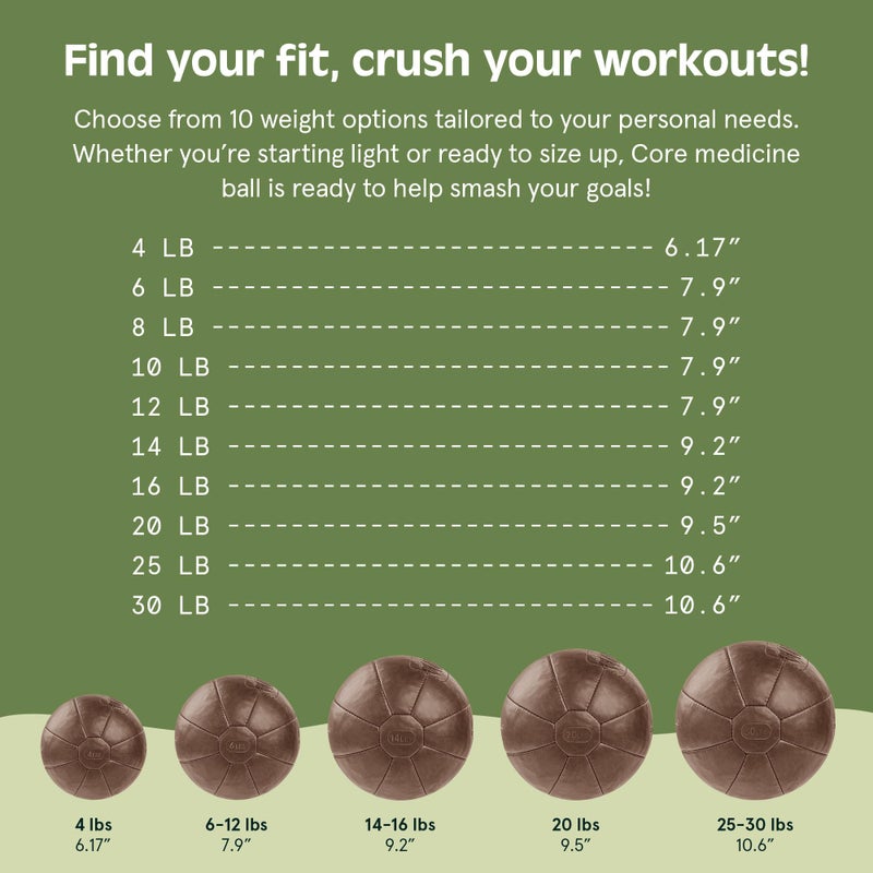 Retrospec Core Weighted Medicine Ball 4, 6, 8, 10, 12, 14, 16, 20, 25, 30 lbs, Soft Touch Vegan Leather with Sturdy Grip for Strength Training, Recovery, Balance Exercises and Other Full-Body Workouts - Image 5