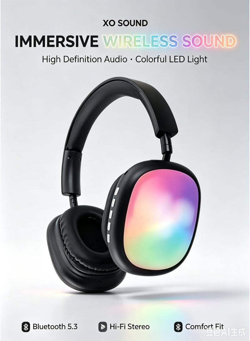 XO i22 Stereo Wireless Headset with LED Lights, Hi-Fi Audio & Noise Reduction - Image 4