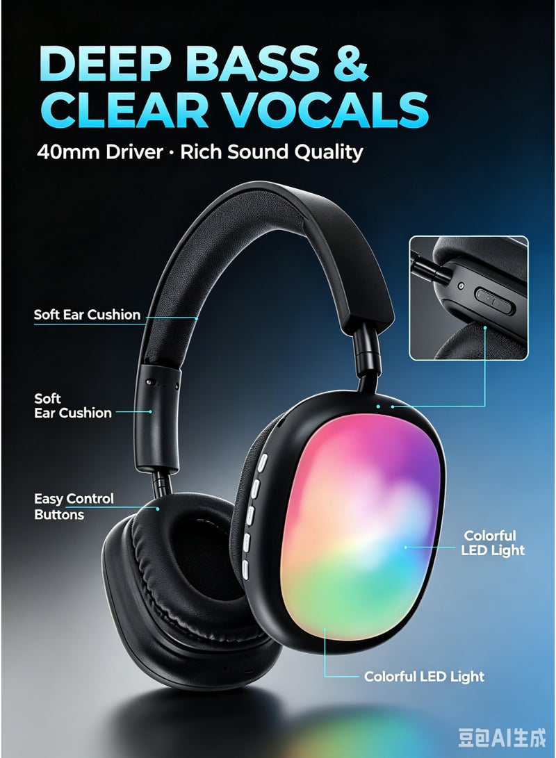 XO i22 Stereo Wireless Headset with LED Lights, Hi-Fi Audio & Noise Reduction - Image 1