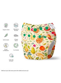 Superbottoms Uno Freesize Cloth Diaper ; Cloth Diaper For Babies 0 To 3 Years ; Washable & Reusable Cloth Diaper ; Comes With Cloth Diaper Insert ; 1 Organic Cotton Soaker (Fruit Burst)  - Image 5