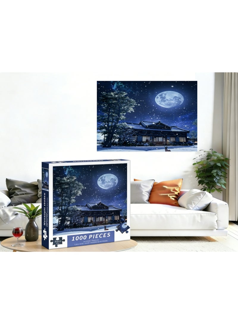 1000pcs adult cartoon puzzle, cartoon drawing challenge puzzle, suitable for family activities, game nights, gifts to relieve stress, moonlight and bamboo shadows - Image 4