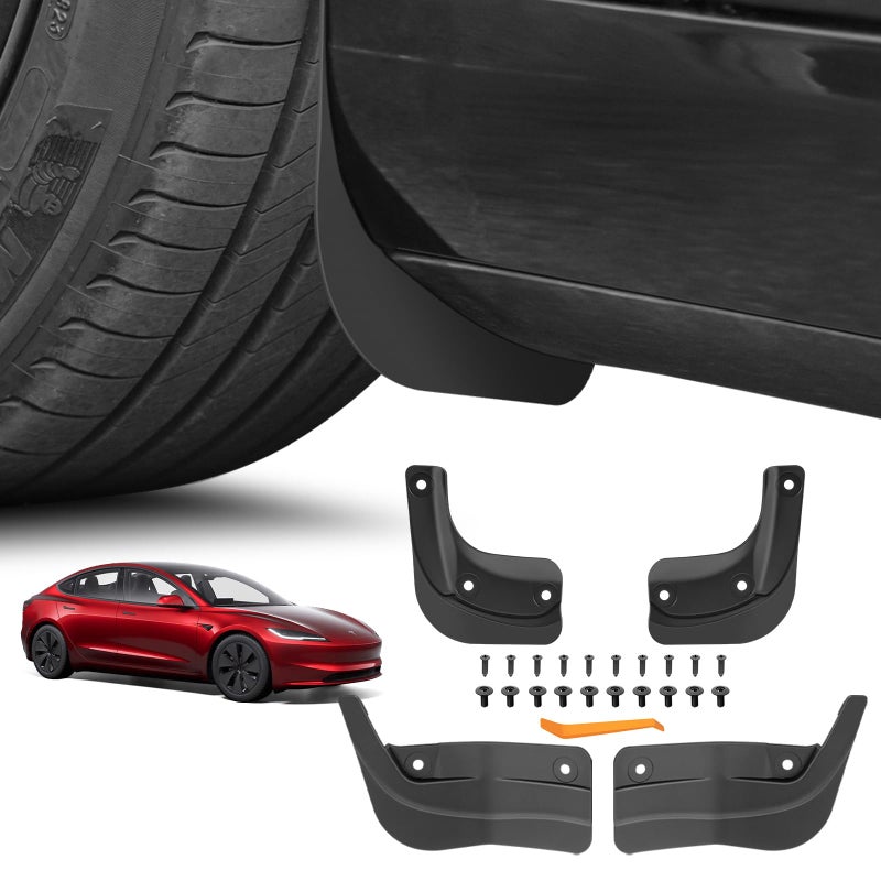 KUNIST 4PCS Upgraded Mud Flap for 2025 Tesla Model 3 Highland No Drilling Splash Guards Fender Mud Guard for 5 Seater Tesla Model 3 20242025 Accessories