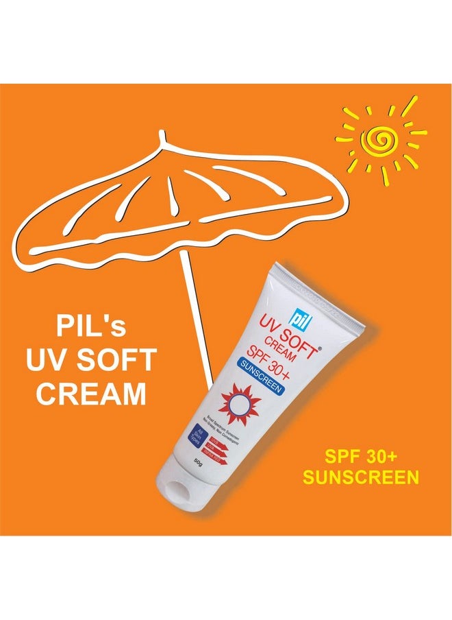 PIL Sunscreen Spf 30+ Uv Soft Broad Spectrum Uva Uvb & Ir Protection Water Resistant Non Comedogenic 50 Gms  - Image 2