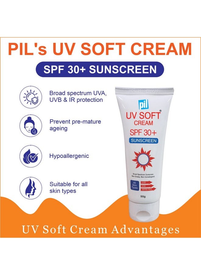 PIL Sunscreen Spf 30+ Uv Soft Broad Spectrum Uva Uvb & Ir Protection Water Resistant Non Comedogenic 50 Gms  - Image 3