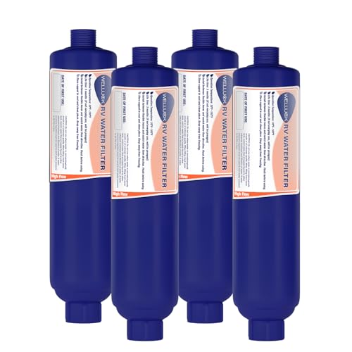 WELLUCK RV Camper Inline Water Filter Reduce Chlorine and Odor, 4 Packs RV Camping Water Hose Filter Accessories for Camping Trailer Motorhome Boat Marine Drinking Garden Car Washing - Image 1