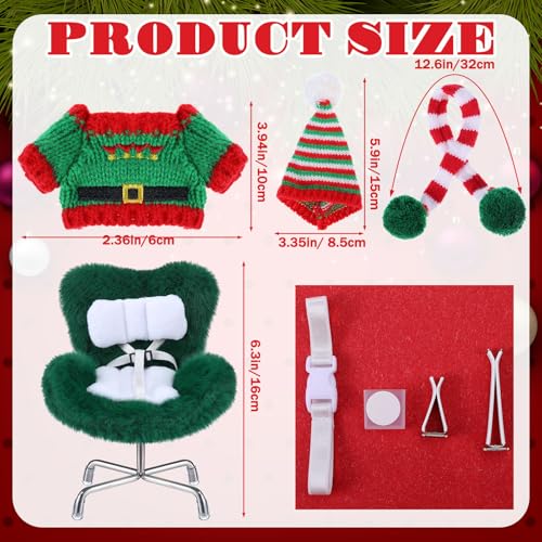 Simgoing 17 cm Christmas Doll Clothes with Seat Cute and Functional Xmas Outfit with Accessories for Doll Fans and Collectors Christmas Car Desk Office DecorDark GreenCute Fairy - Image 5