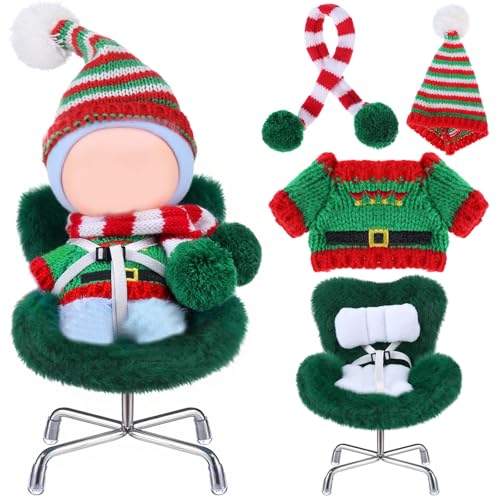 Simgoing 17 cm Christmas Doll Clothes with Seat Cute and Functional Xmas Outfit with Accessories for Doll Fans and Collectors Christmas Car Desk Office DecorDark GreenCute Fairy - Image 1