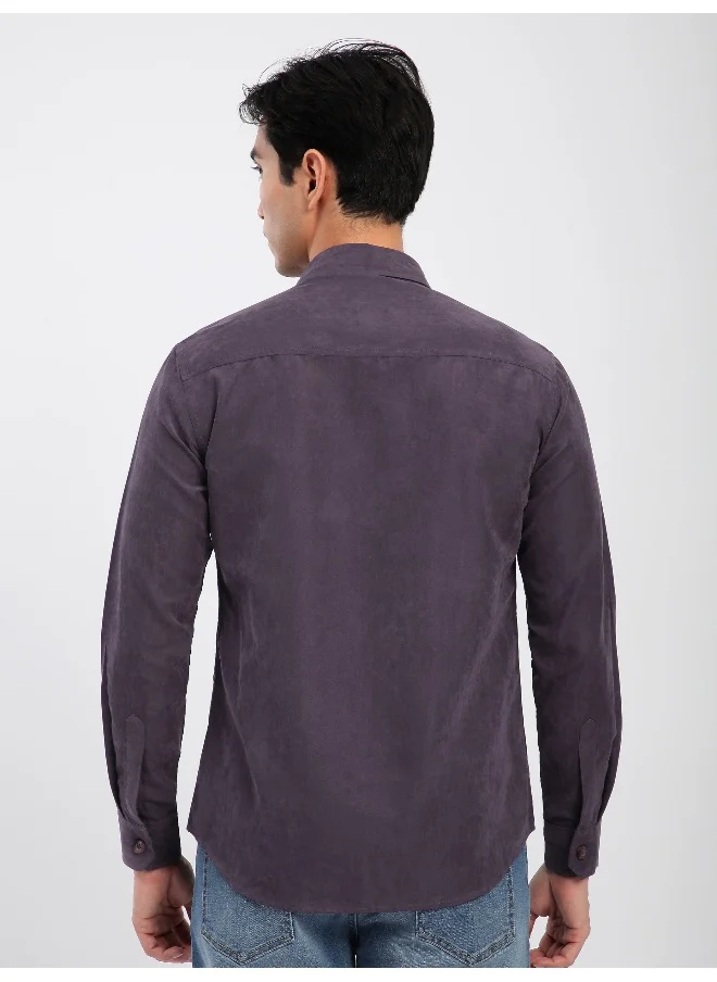 بيونغ Plum Wine Panel Suede Shirt