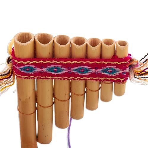 NOVICA مجموعة أنابيب بان بايبو من نوفكا من الخيزران الأنديني مع لمسات قماشية وحقيبة حمل، زوج من 1 كبير و 1 صغير، 'سيرينادة الإنكا' - Image 5