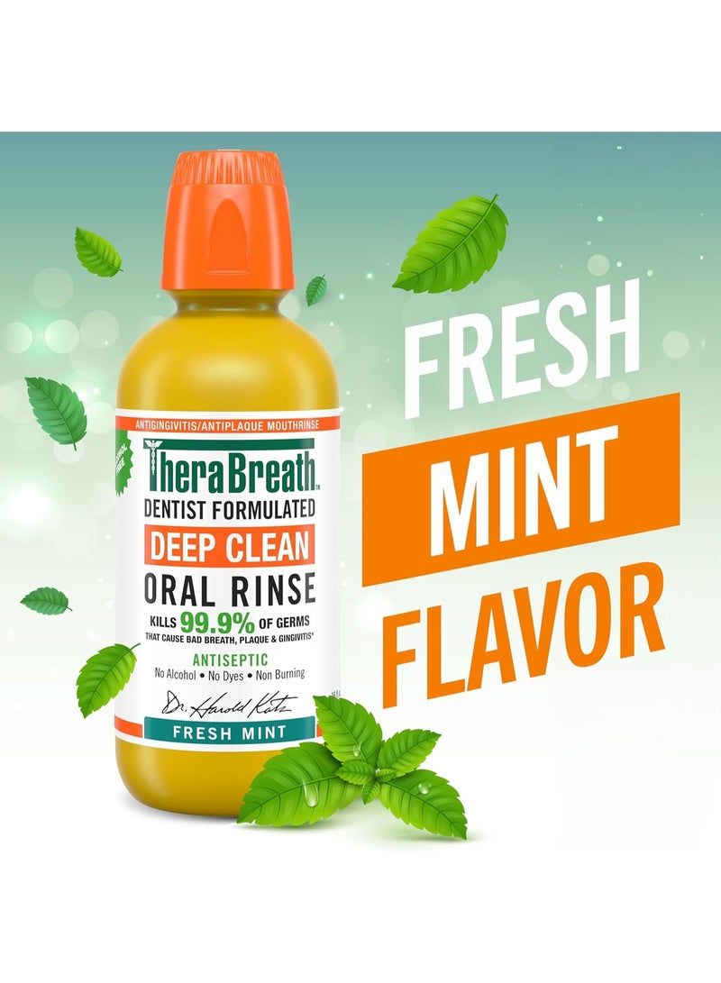 TheraBreath Deep Clean Oral Rinse, Kills 99.9% of Germs, Antiseptic, Fresh Mint 473ml - Image 2