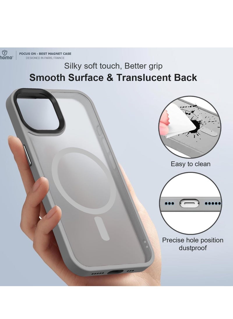 Denx Magnetic Case for iPhone 13 Promax 6.7-Inch Compatible iphone 13 promax 6.7  with MagSafe, Translucent Matte Back Slim Shockproof Phone Cover (Titanium gray)  - Image 2