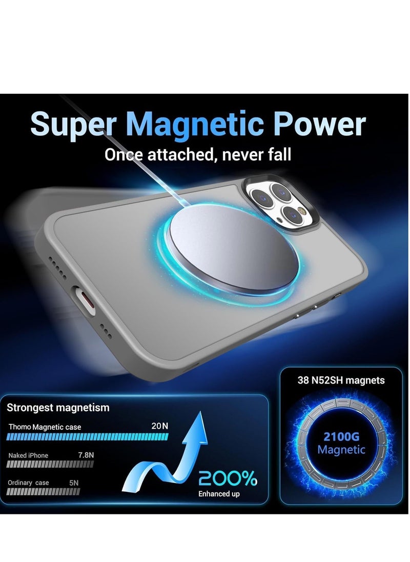 Denx Magnetic Case for iPhone 13 Promax 6.7-Inch Compatible iphone 13 promax 6.7  with MagSafe, Translucent Matte Back Slim Shockproof Phone Cover (Titanium gray)  - Image 4