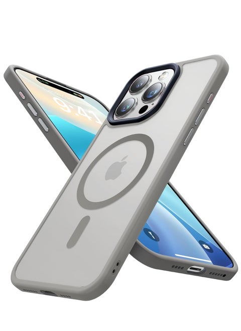 Magnetic Case for iPhone 13 Pro Max [Shockproof & Slim] Matte Hard Back Cover with high-Grade Protection | Titanium gray