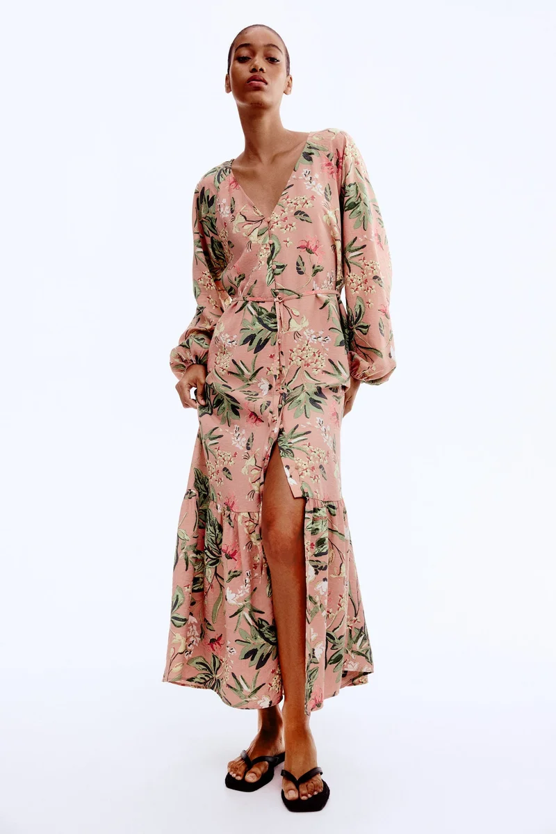 H&M Tie-belt crêpe dress