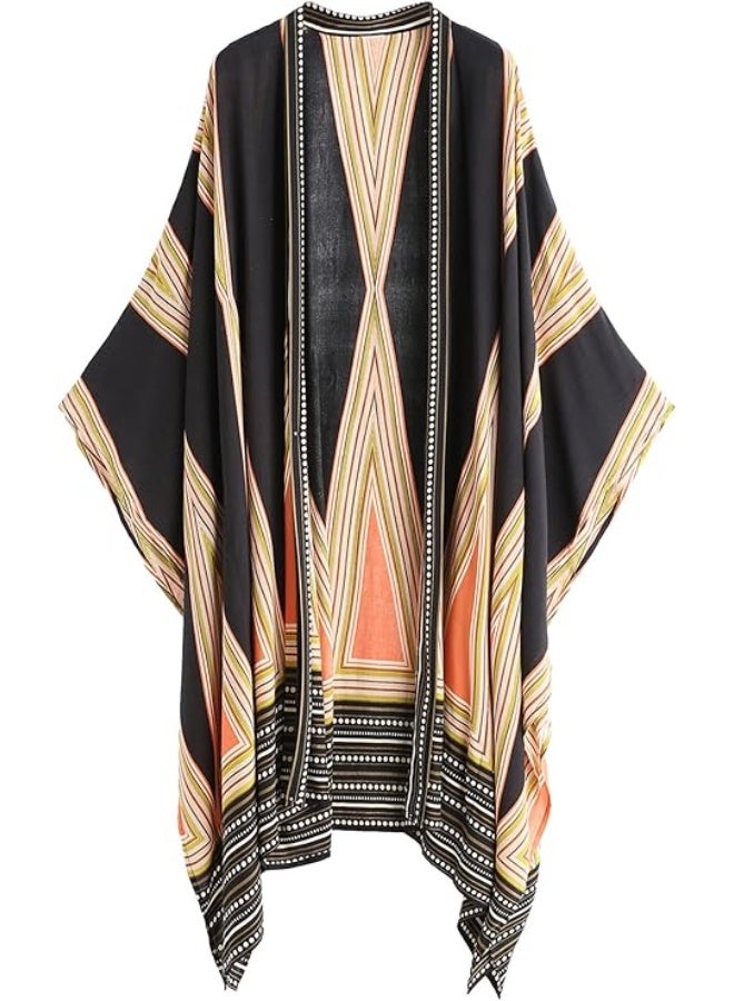 SweatyRocks SweatyRocks Women Kimono Vintage Floral Beach Long Cover Up  - Image 1