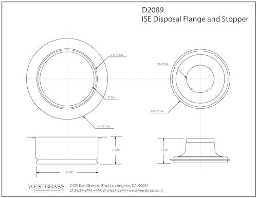 Westbrass R208962 414 Kitchen Sink Waste Disposal Drain Flange and Stopper Matte Black - Image 3