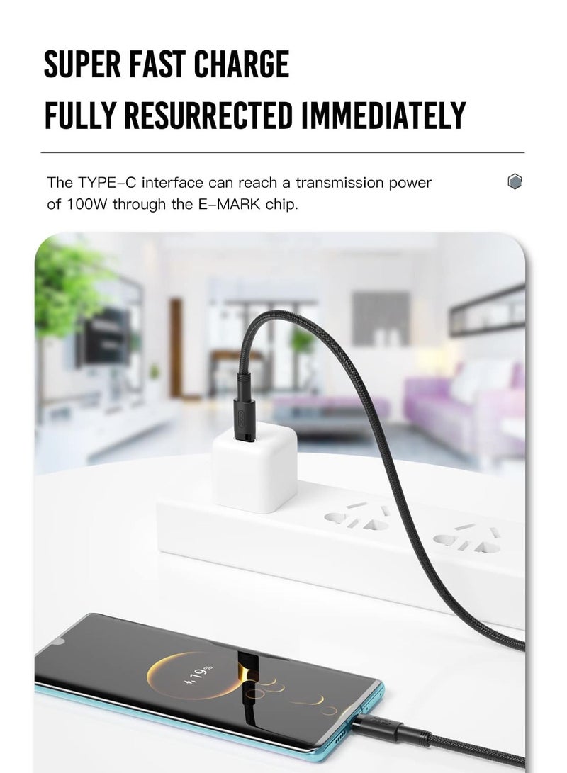 XO INET USB C Cable 100W 1M, USB C to USB C Charging Cable PD Fast Charge Type C for iPhone 15/15 Plus/15 Pro/15 Pro Max, MacBook Air/Pro, iPad Pro/Air, Mini, Samsung  - Black - Image 4