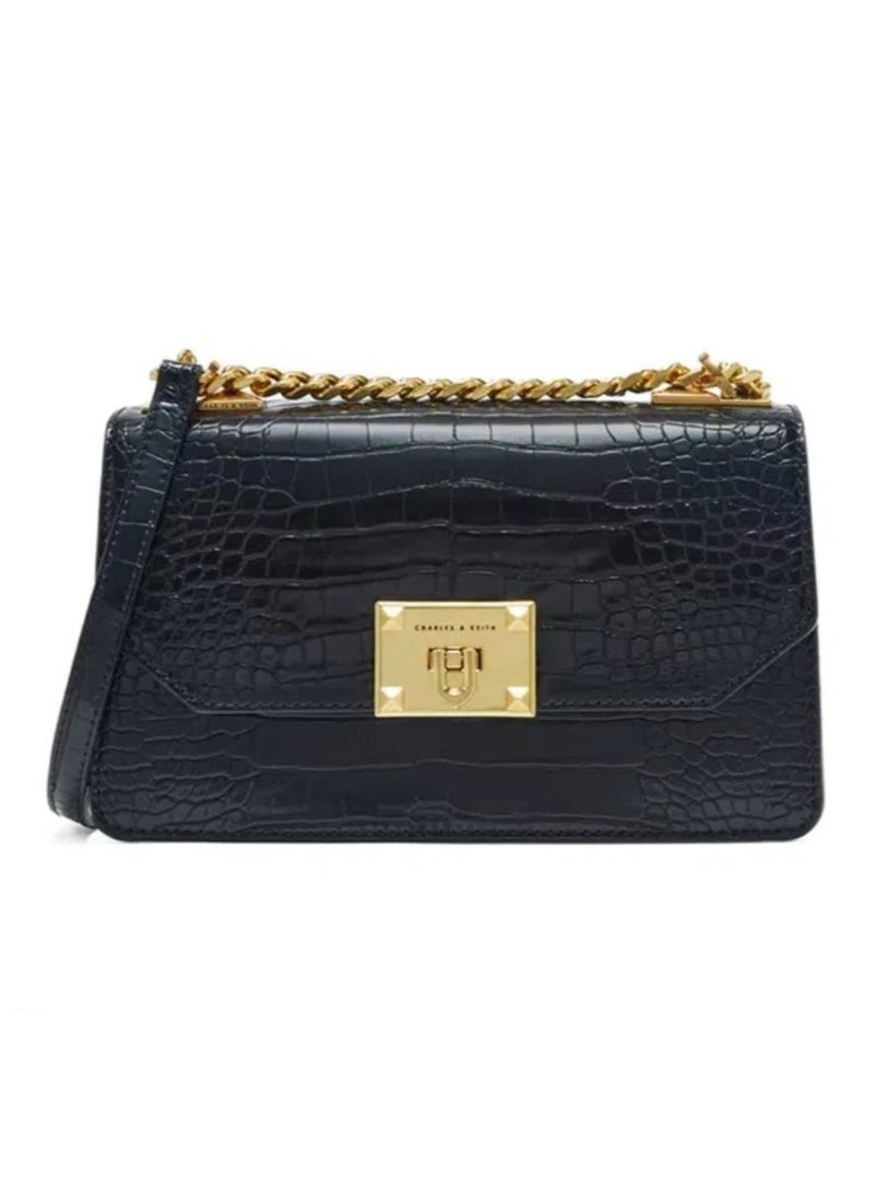 Charles & Keith Charles & Keith Flap Crocodile Print Tote Crossbody Shoulder Bag  - Image 1