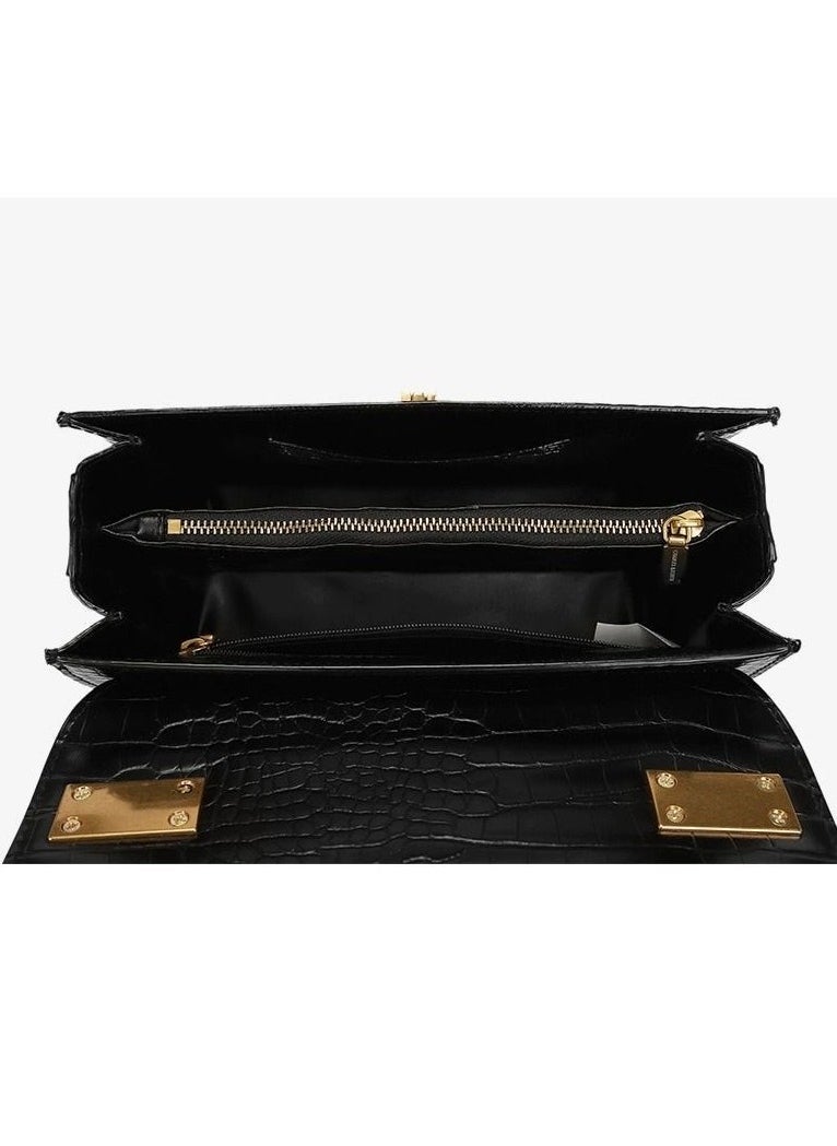 Charles & Keith Charles & Keith Flap Crocodile Print Tote Crossbody Shoulder Bag  - Image 4