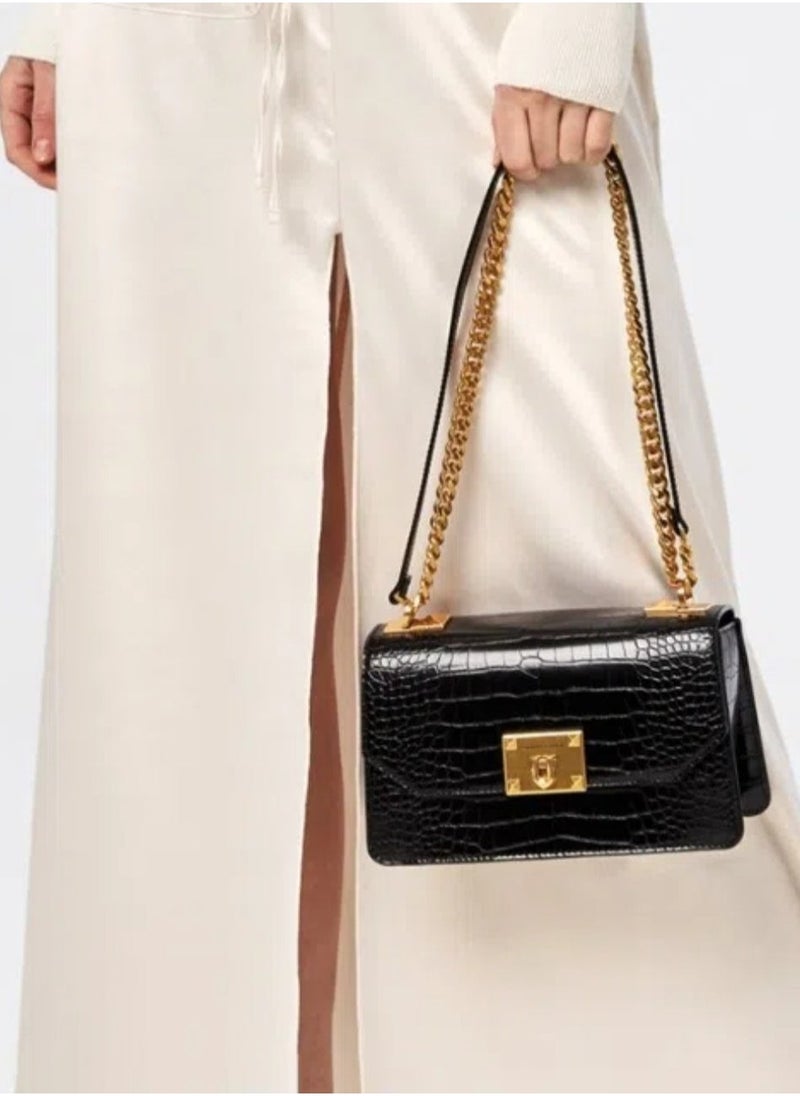 Charles & Keith Charles & Keith Flap Crocodile Print Tote Crossbody Shoulder Bag  - Image 5
