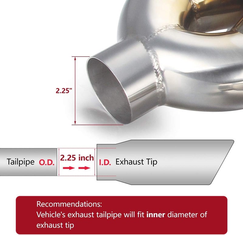 LCGP Dual Exhaust Tip 2.25’’ Inlet 3.5’’ Outlet Universal Car Stainless Steel Angle Cut - PVD Blue Tail Pipe (2 Packs) - Image 3