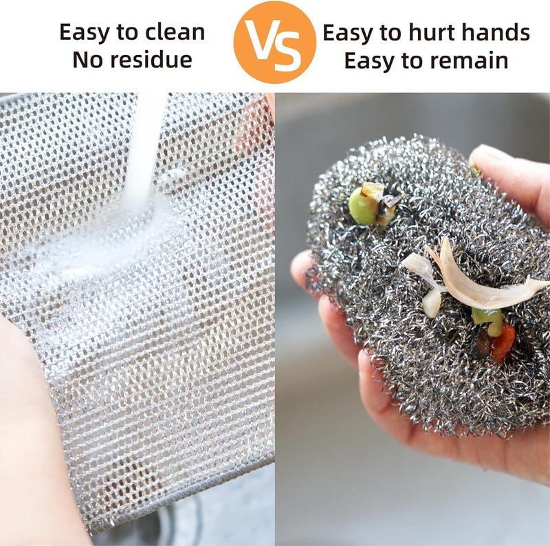 Raxon Innovation Multipurpose Wire Dishwashing Rags for Wet and Dry Stainless Steel Scrubber NonScratch Wire Dishcloth for Washing Dishes Sinks Counters 20cm x 20cm x 05cm Pack of 6 - Image 3