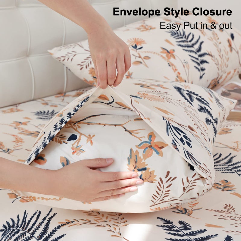 جي اس دي مجموعة jsd boho ploral طباعة ورقة twin الحجم 3 قطعة نمط نباتي ناعم الألياف الدقيقة جيب عميق جدا - Image 5