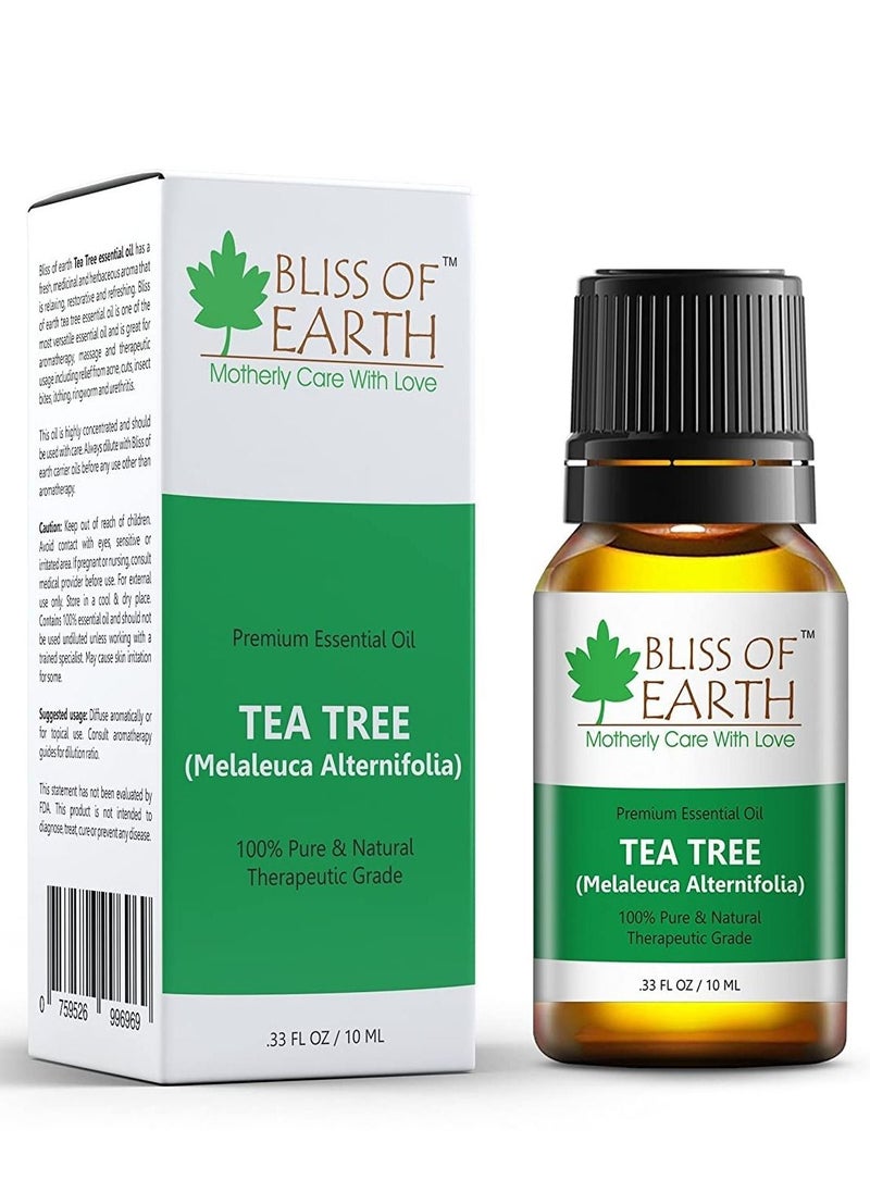 Bliss Of Earth Pure Australian Tea Tree Green & Lavender Essential Oils Combo 10ml For Mosquito & Bug Repelling Pack Of 2