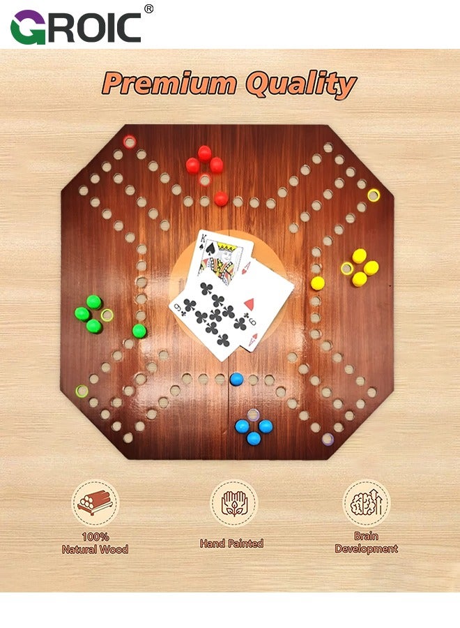 GROIC Jackaroo Board Game,Ludo Board Game,Folding Board Game for 2-4 Players with 16 Marbles and Cards,38 cm x 38 cm Size,Jackaroo Game Family Game Marble Game - Image 2