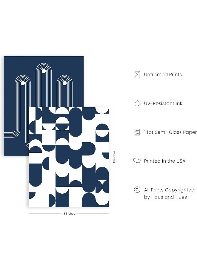 Home Trove Abstract Wall Art Set Of 4 Navy Blue And White Prints, Modern Abstract Art, Aesthetic Blue Posters For Walls (Unframed, 8X10) - Image 2