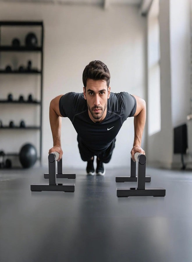 Purife حامل أرضي خشبي على شكل حرف T من Purife، مقابض تمارين الضغط للرجال، حوامل تمارين الضغط، قضبان متوازية مع دعامة معدنية متينة لتمارين اللياقة البدنية والجمباز والتمارين الرياضية. - Image 5