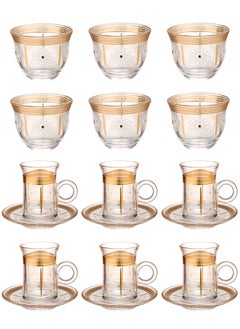 Dove 18-Piece Tea & Coffee Glass Set Clear/Gold, Serve for 6  - Image 1