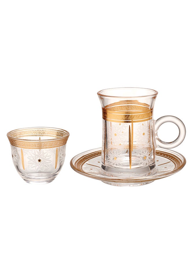 Dove 18-Piece Tea & Coffee Glass Set Clear/Gold, Serve for 6 - Image 2