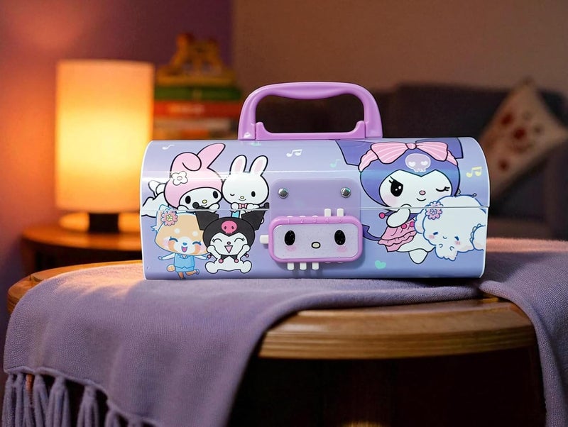 Invite Enterprise Invite New Cartoon Theme Pencil Box with Push Pull Eraser Set for Kids | Suitcase Style Password Lock Stationery Organizer | School Supplies Gift Combo for Boys & Girls (Kuromi Purple + Eraser) - Image 3