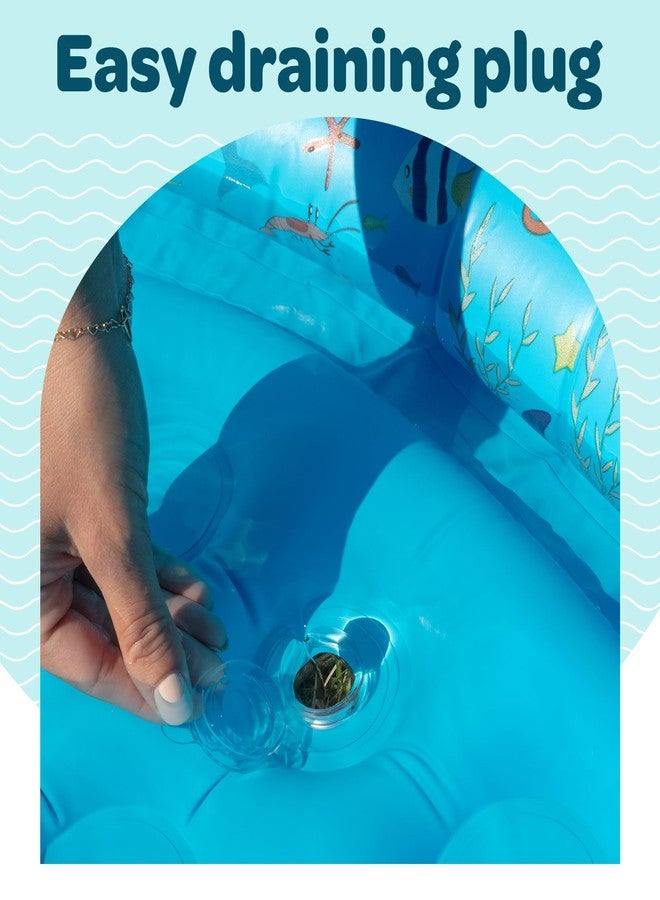 GRIP A POOL مسبح أطفال قابل للنفخ، دائري الشكل، مصنوع من البلاستيك، مقاس 48 × 12 بوصة، مناسب للعب بالماء في الهواء الطلق، مزود بألعاب حوض الكرات للأطفال من عمر سنتين إلى خمس سنوات، مثالي لفصل الصيف، مع أرضية مبطنة. - Image 3