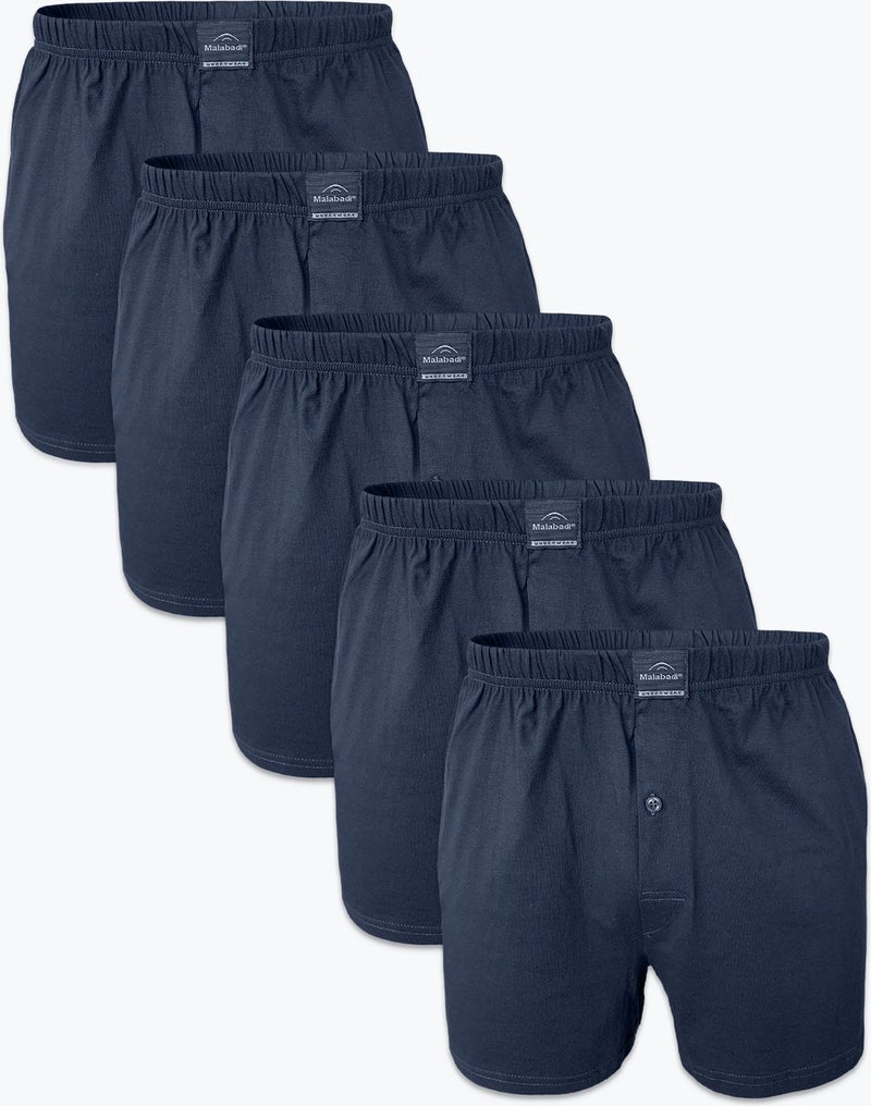 Malabadi Men's Smoke 5 Piece Wide Pattern Large Size 100% Cotton Boxer MB2400  - Image 1
