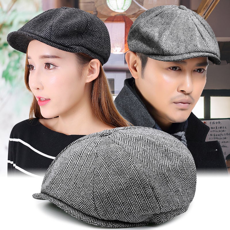 Warm Woolen Octagonal Cap Plus Size Newsboy Cap Beret Big Head Circumference Cap Outdoor Men'S And Women'S Painter'S Cap - Image 3