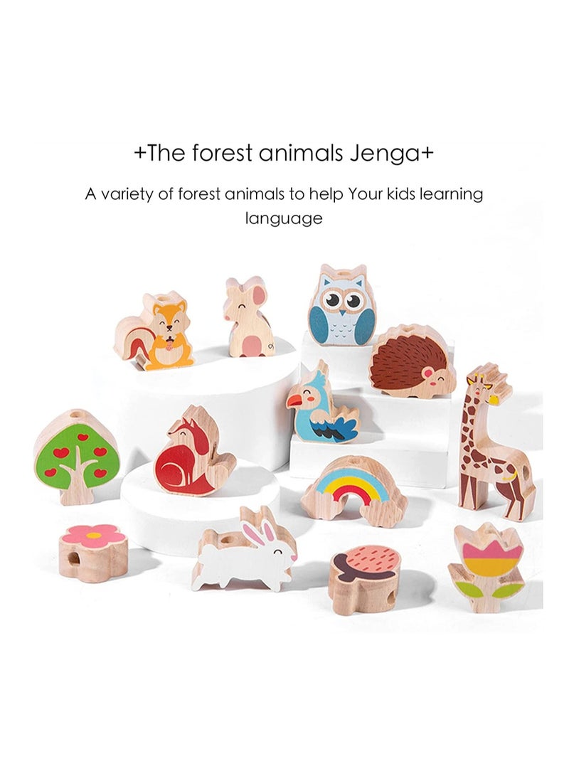 Excefore Wooden Toys Stacking Game for 1 2 3 Year Old String Lacing Beads for Toddlers Montessori Balancing Toy and Educational with Travel Bag Toy Early Learning Develops and Fine Motor Skills - Image 2