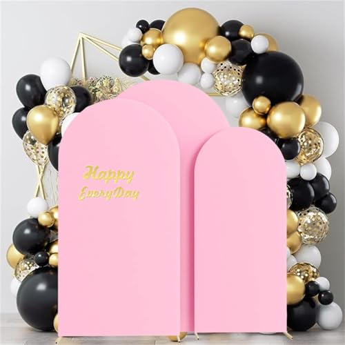 HAINARverS Set of 3 Wedding Arch Cover 6FT,6.6FT,7.2FT Spandex Fitted Stretchy Arch Stand Covers,2 Sided Round Top Chiara Backdrop Cover for Birthday Party Banquet Baby Shower Arch Decoration(Pink) - Image 2