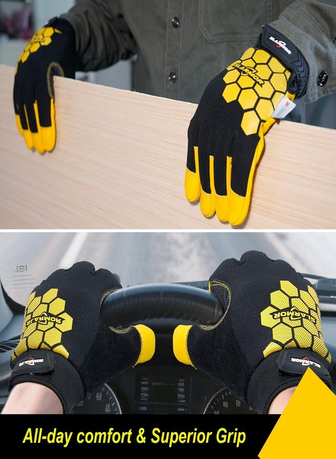 SLARMOR Winter Work Gloves for Men, Insulated, Waterproof, Puncture and Abrasion Resistant, Touch Screen with Warm Thinsulate Lining for Cold Weather, Yellow, Small - Image 4