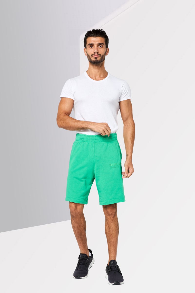 Replay شورتات أساسية بتصميم عادي للرجال بشعار العلامة التجارية، أخضر - Image 2
