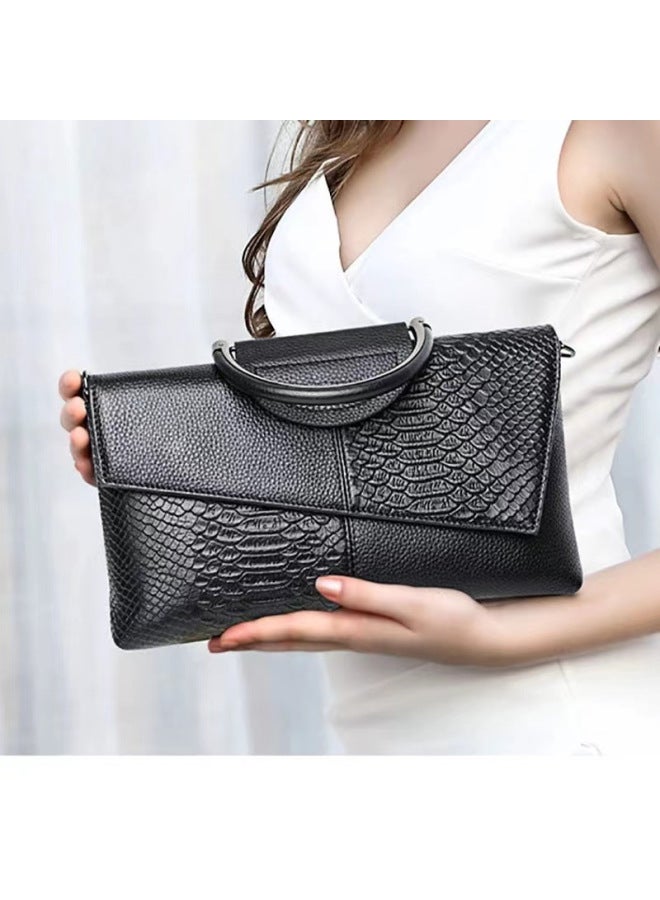Popular Crocodile-pattern Clutch Bag, Large Capacity, Versatile Shoulder Bag, Fashionable And Trendy High-end Handbag, Evening Bag