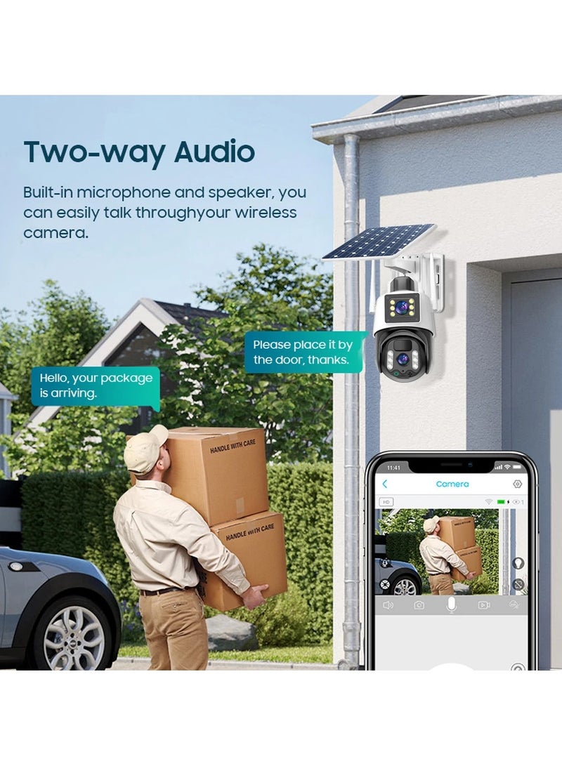 ارواق V380 تعمل بالطاقة الشمسية كاميرا CCTV المنزل الهاتف المحمول عن بعد عدسة مزدوجة في الهواء الطلق 4G مراقبة الطاقة الشمسية - Image 5