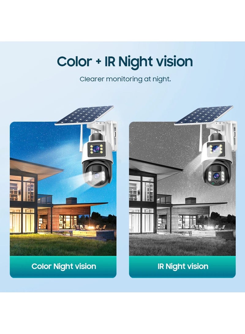 ارواق V380 تعمل بالطاقة الشمسية كاميرا CCTV المنزل الهاتف المحمول عن بعد عدسة مزدوجة في الهواء الطلق 4G مراقبة الطاقة الشمسية - Image 3